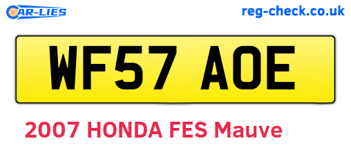 WF57AOE are the vehicle registration plates.