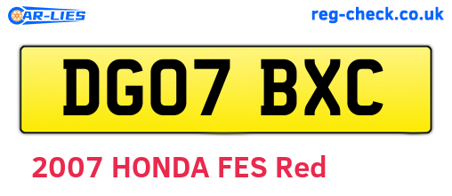 DG07BXC are the vehicle registration plates.