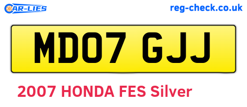 MD07GJJ are the vehicle registration plates.