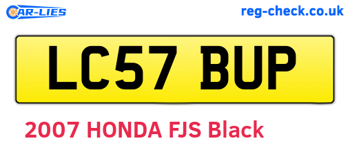 LC57BUP are the vehicle registration plates.