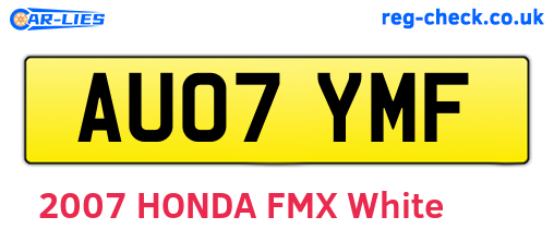 AU07YMF are the vehicle registration plates.