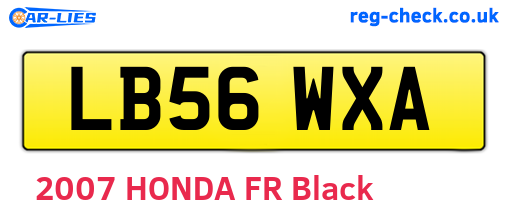 LB56WXA are the vehicle registration plates.