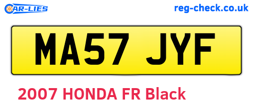 MA57JYF are the vehicle registration plates.