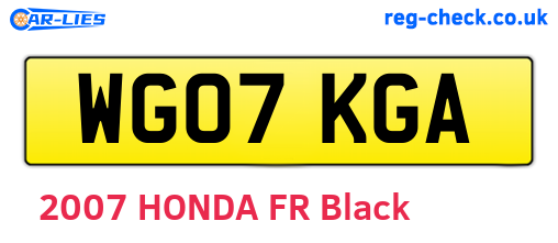 WG07KGA are the vehicle registration plates.
