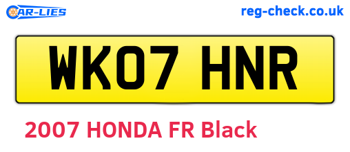 WK07HNR are the vehicle registration plates.