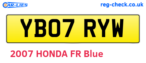 YB07RYW are the vehicle registration plates.