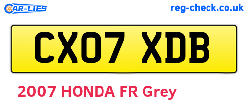 CX07XDB are the vehicle registration plates.