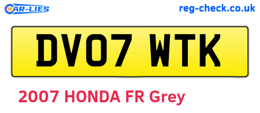 DV07WTK are the vehicle registration plates.
