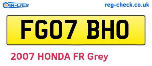 FG07BHO are the vehicle registration plates.