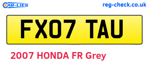 FX07TAU are the vehicle registration plates.