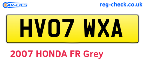 HV07WXA are the vehicle registration plates.