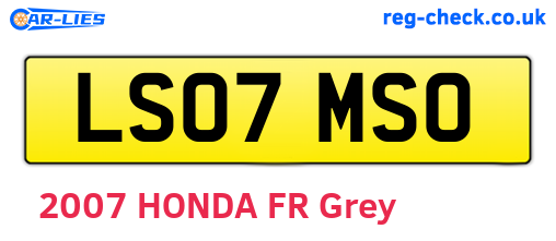 LS07MSO are the vehicle registration plates.