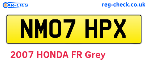 NM07HPX are the vehicle registration plates.