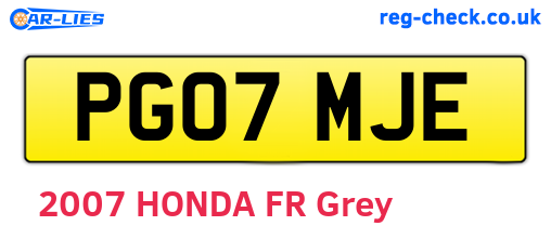 PG07MJE are the vehicle registration plates.