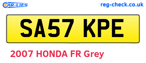 SA57KPE are the vehicle registration plates.