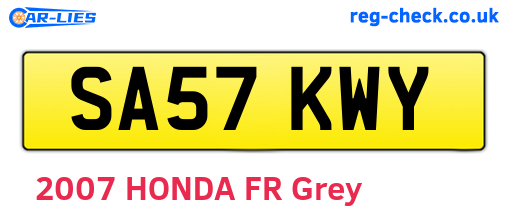 SA57KWY are the vehicle registration plates.