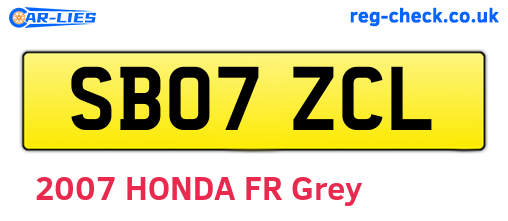 SB07ZCL are the vehicle registration plates.