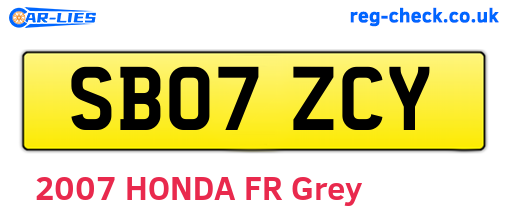 SB07ZCY are the vehicle registration plates.