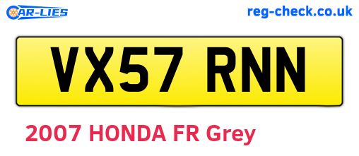 VX57RNN are the vehicle registration plates.