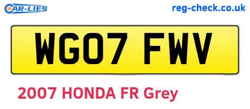 WG07FWV are the vehicle registration plates.