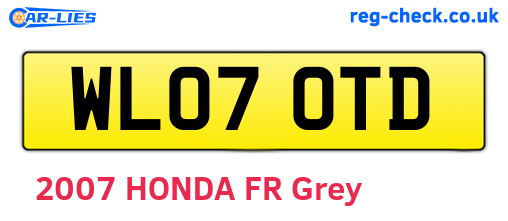 WL07OTD are the vehicle registration plates.