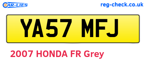 YA57MFJ are the vehicle registration plates.