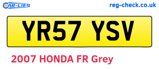 YR57YSV are the vehicle registration plates.