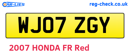 WJ07ZGY are the vehicle registration plates.