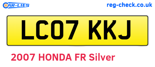LC07KKJ are the vehicle registration plates.