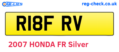 R18FRV are the vehicle registration plates.