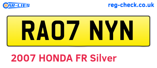 RA07NYN are the vehicle registration plates.