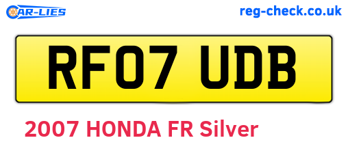 RF07UDB are the vehicle registration plates.