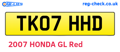 TK07HHD are the vehicle registration plates.
