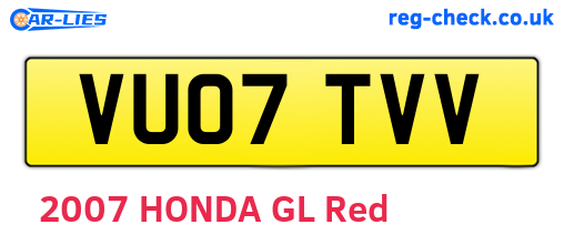 VU07TVV are the vehicle registration plates.