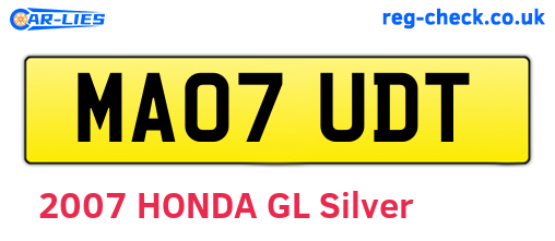 MA07UDT are the vehicle registration plates.