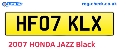 HF07KLX are the vehicle registration plates.