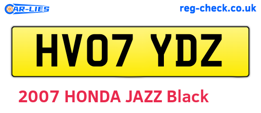 HV07YDZ are the vehicle registration plates.