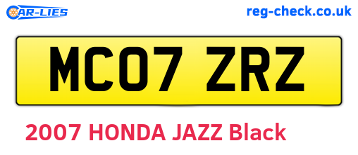 MC07ZRZ are the vehicle registration plates.