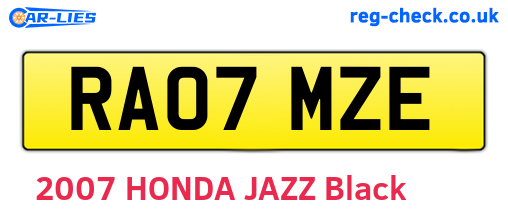 RA07MZE are the vehicle registration plates.