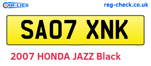 SA07XNK are the vehicle registration plates.
