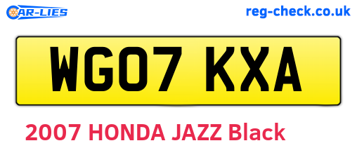 WG07KXA are the vehicle registration plates.