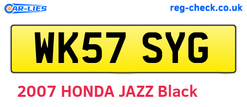 WK57SYG are the vehicle registration plates.