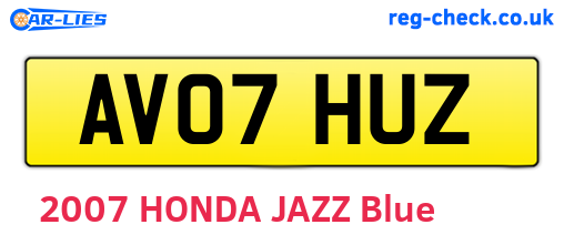 AV07HUZ are the vehicle registration plates.