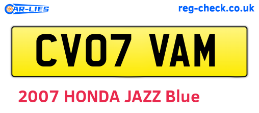 CV07VAM are the vehicle registration plates.