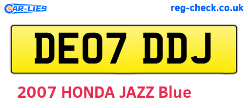 DE07DDJ are the vehicle registration plates.