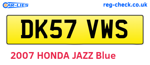 DK57VWS are the vehicle registration plates.