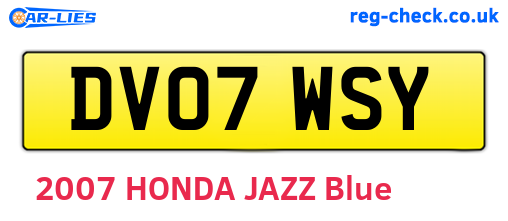 DV07WSY are the vehicle registration plates.