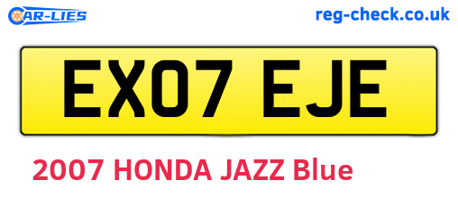 EX07EJE are the vehicle registration plates.