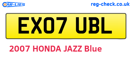 EX07UBL are the vehicle registration plates.