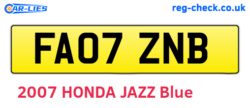 FA07ZNB are the vehicle registration plates.